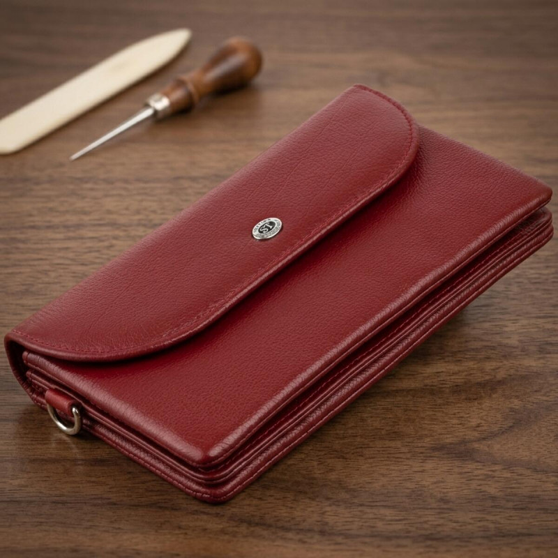 Клатч зі шкіри жіночий ST Leather Бордовий