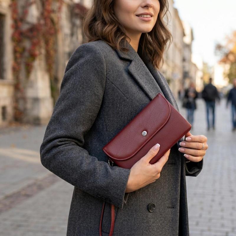Клатч зі шкіри жіночий ST Leather Бордовий