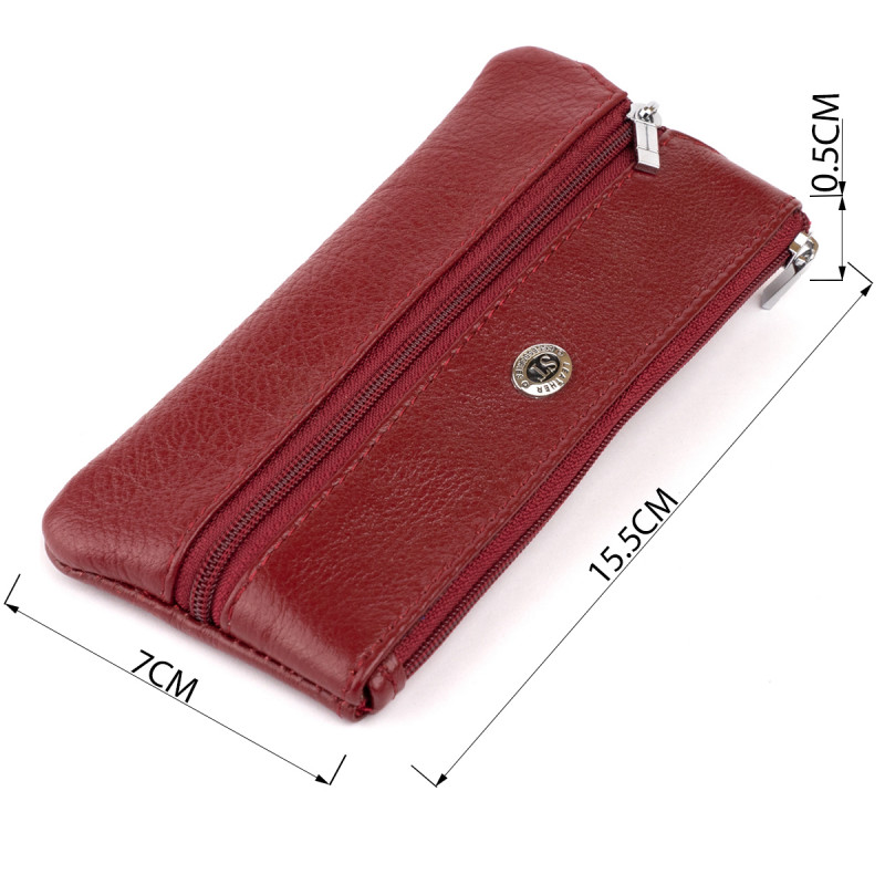 Ключница-кошелек с кармашком женская ST Leather Бордовая