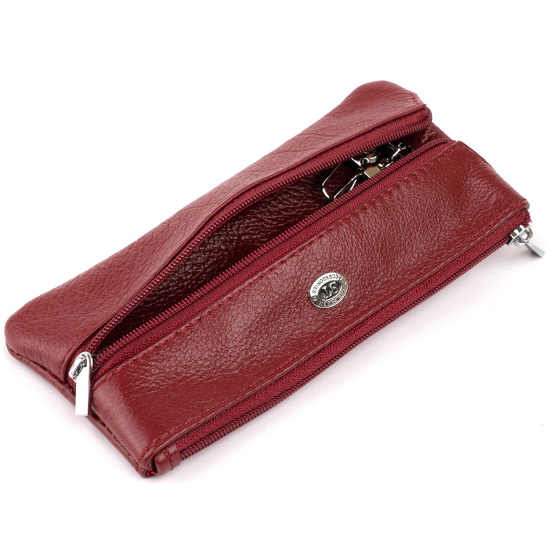 Ключница-кошелек с кармашком женская ST Leather Бордовая