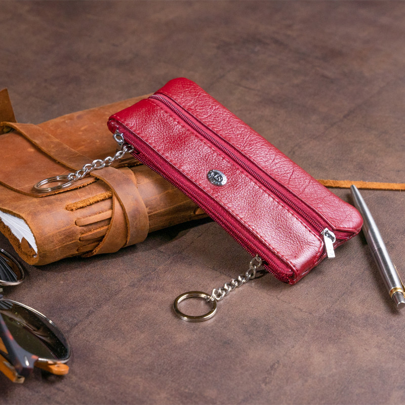 Ключница-кошелек с кармашком женская ST Leather Бордовая