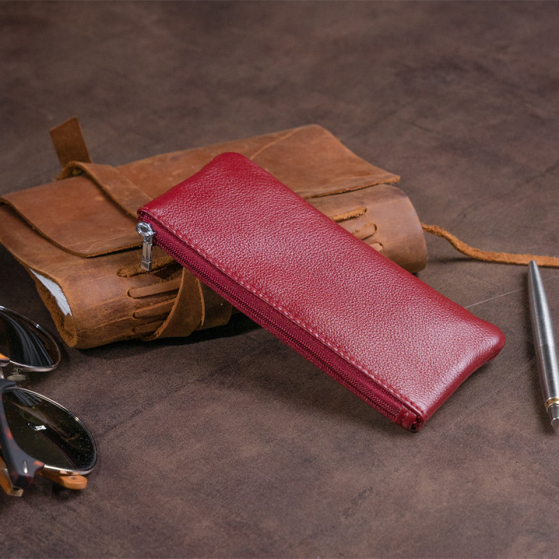 Ключница-кошелек с кармашком женская ST Leather Бордовая