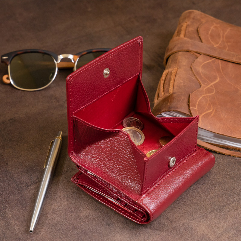 Компактный кошелек женский ST Leather Бордовый