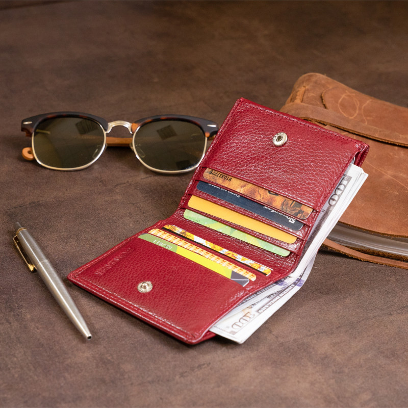 Компактный кошелек женский ST Leather Бордовый
