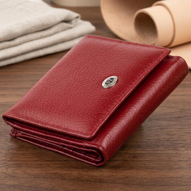 Компактный кошелек женский ST Leather Бордовый