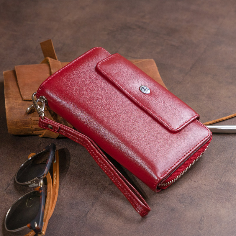 Гаманець зі шкіри на клямці ST Leather Бордовий