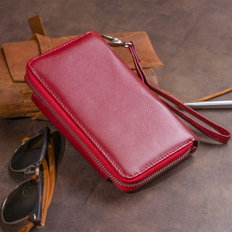 Гаманець зі шкіри на клямці ST Leather Бордовий