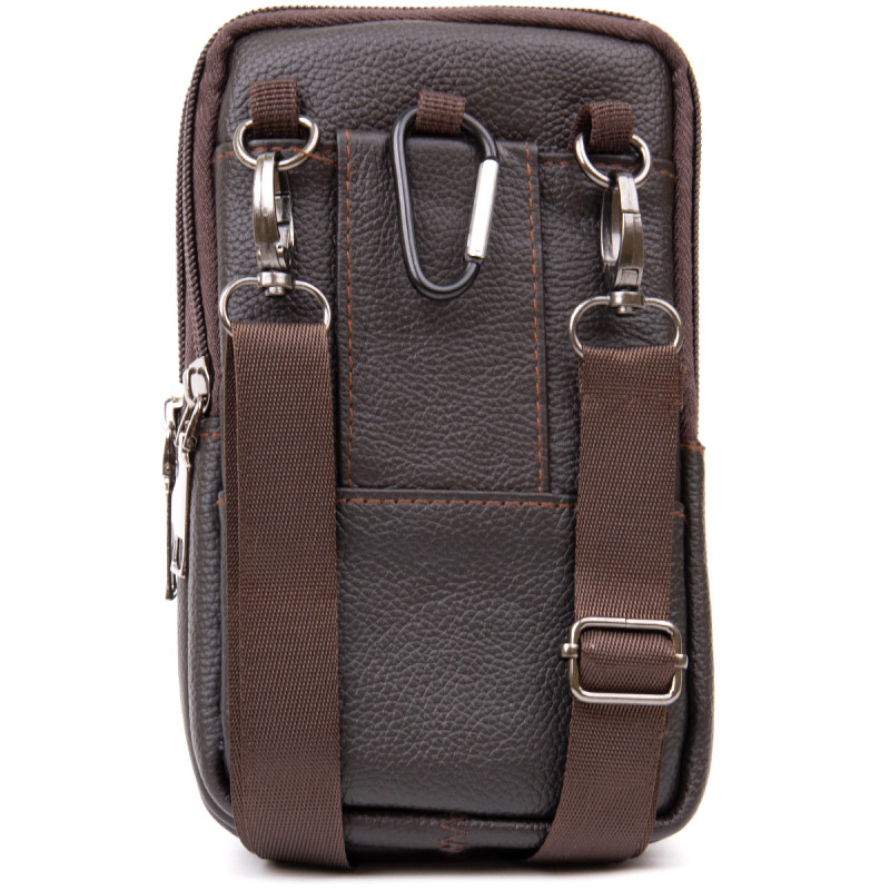 Сумка мужская на пояс на два отделения с хлястиком Vintage Коричневая