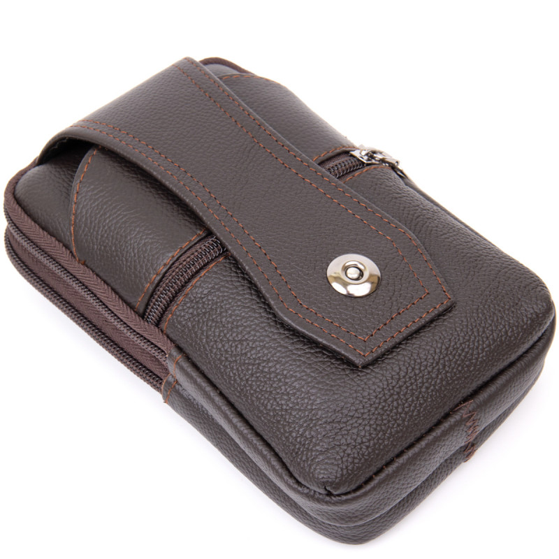 Сумка мужская на пояс на два отделения с хлястиком Vintage Коричневая