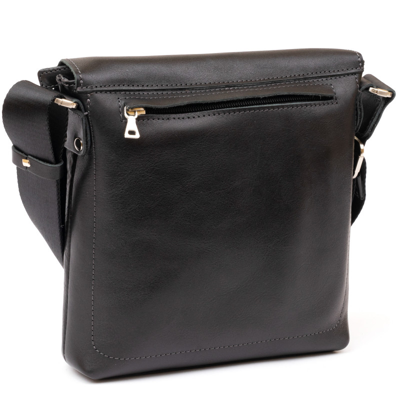 Сумка мессенджер в гладкой коже GRANDE PELLE Черная