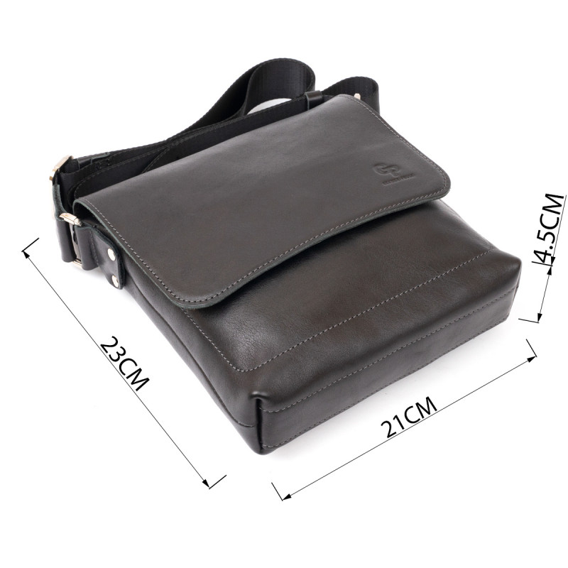 Сумка мессенджер в гладкой коже GRANDE PELLE Черная