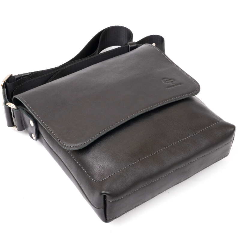 Сумка мессенджер в гладкой коже GRANDE PELLE Черная