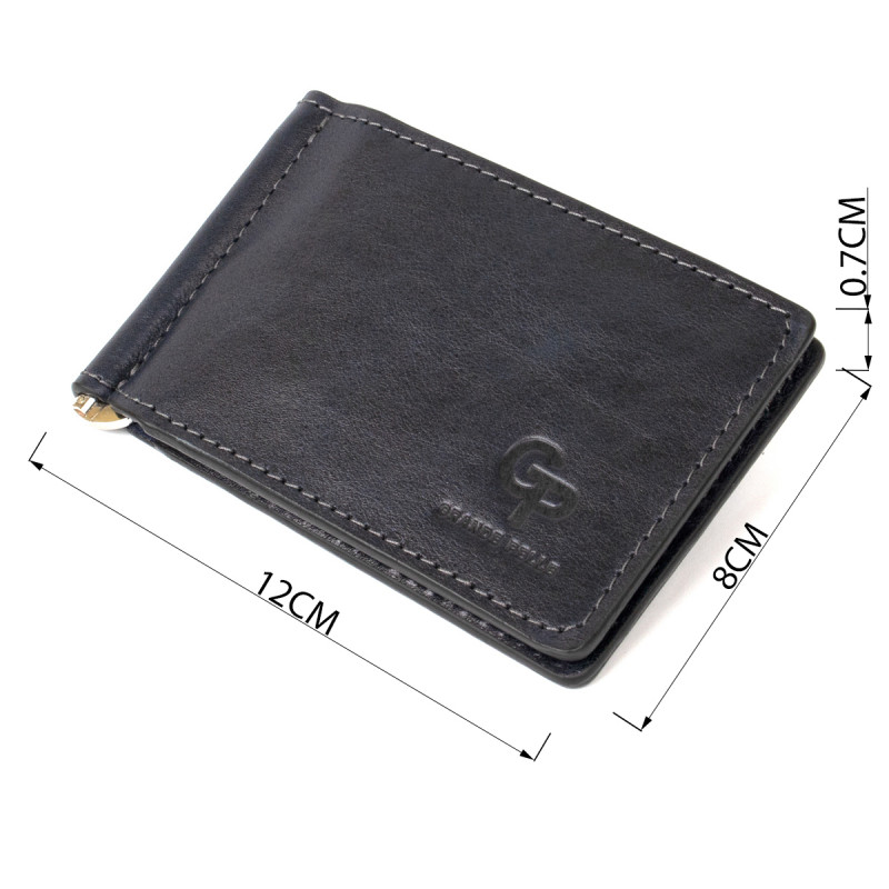 Мужской кожаный зажим для денег GRANDE PELLE Темно-синий