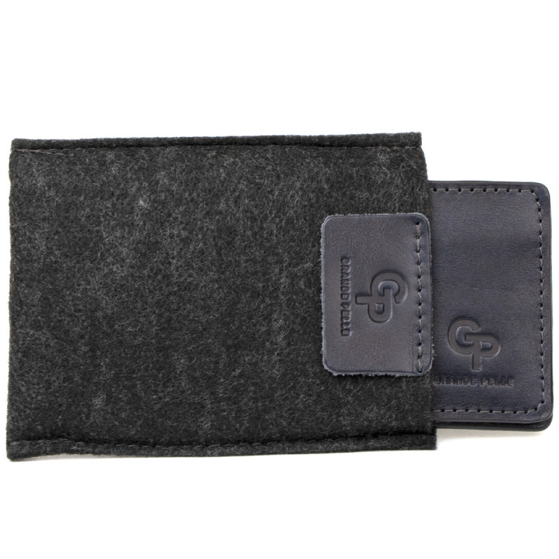 Мужской кожаный зажим для денег GRANDE PELLE Темно-синий