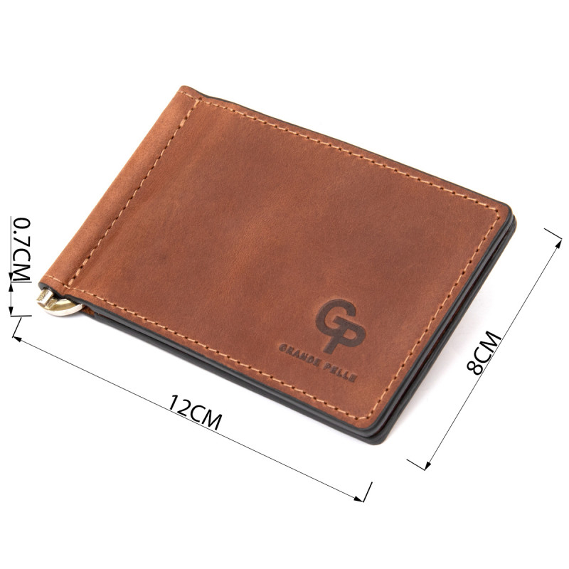 Мужской кожаный винтажный зажим GRANDE PELLE Коричневый