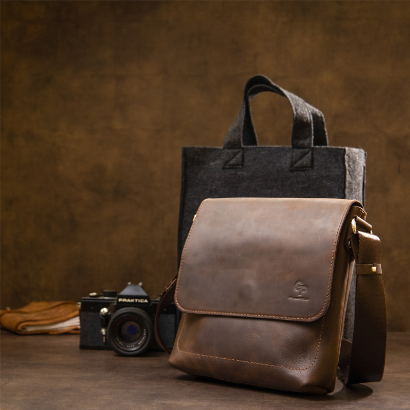 Мужская сумка-мессенджер GRANDE PELLE Коричневый