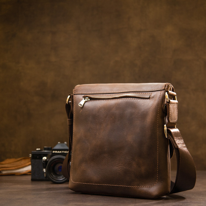 Мужская сумка-мессенджер GRANDE PELLE Коричневый