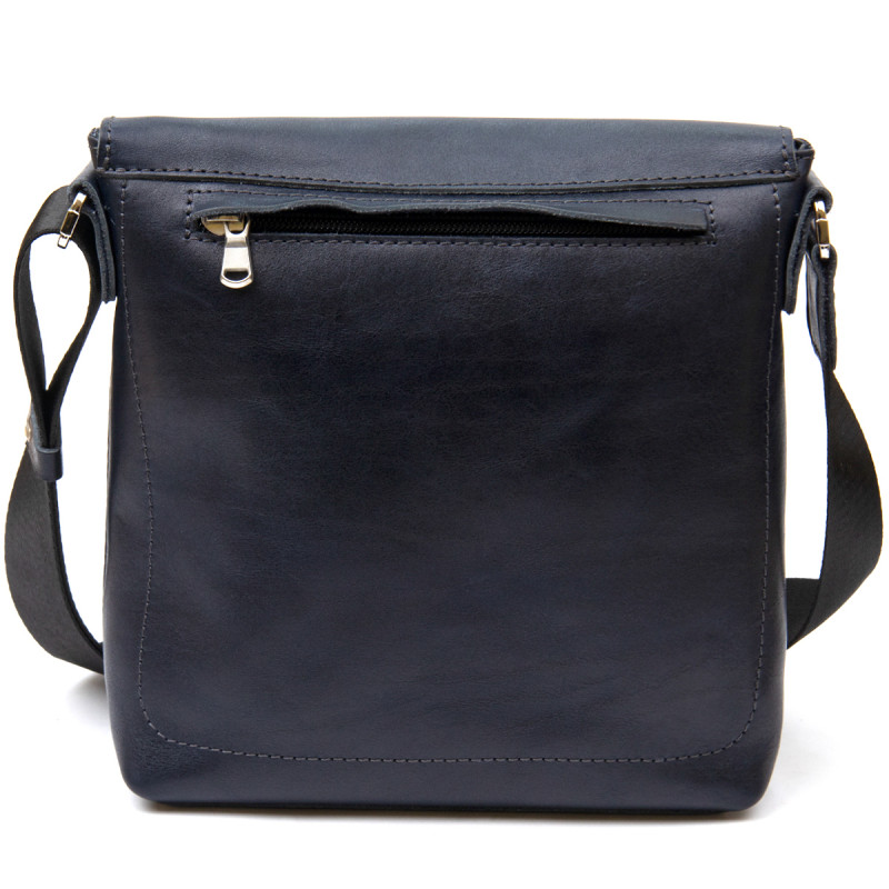 Практична шкіряна чоловіча сумка-месенджер GRANDE PELLE Темно-синій