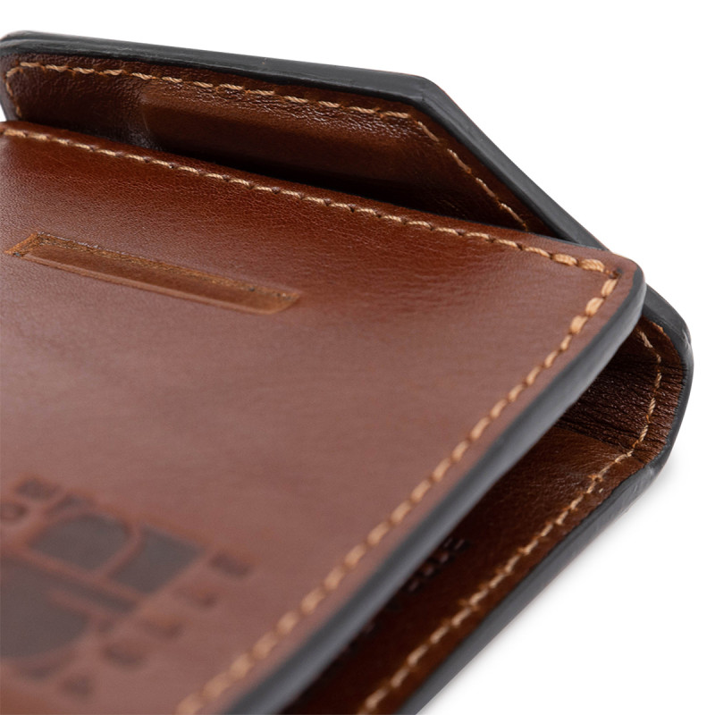 Мужской вместительный зажим для денег GRANDE PELLE Коричневый
