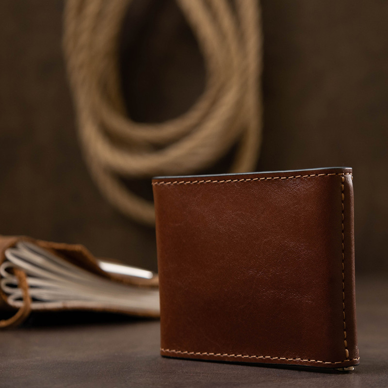 Мужской вместительный зажим для денег GRANDE PELLE Коричневый