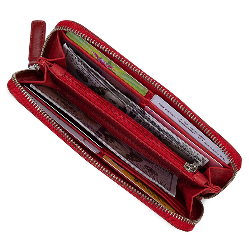 Стильний шкіряний жіночий гаманець на блискавці GRANDE PELLE Червоний