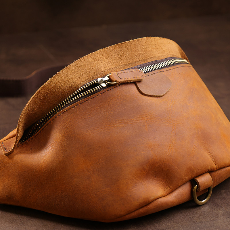 Кожаная мужская винтажная сумка на пояс Vintage Коричневый