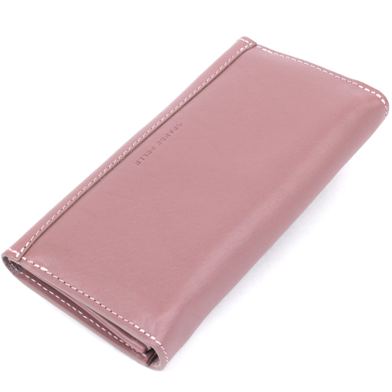 Чудовий шкіряний жіночий гаманець Grande Pelle Рожевий
