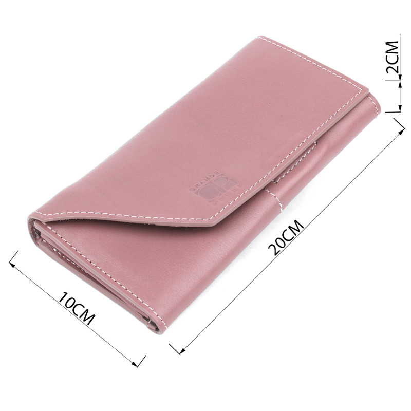 Чудовий шкіряний жіночий гаманець Grande Pelle Рожевий