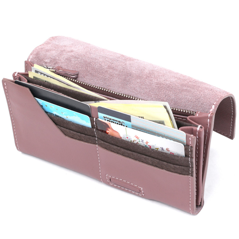 Чудовий шкіряний жіночий гаманець Grande Pelle Рожевий