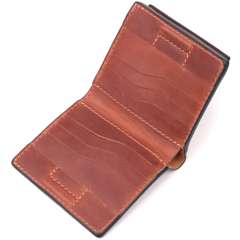 Чоловічий гаманець із вінтажної шкіри із монетницею Слава ЗСУ GRANDE PELLE Світло-коричневий