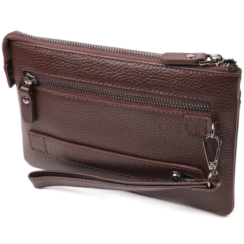 Стильний клатч для чоловіків з натуральної шкіри CANPELLINI Коричневий