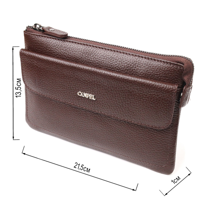 Стильний клатч для чоловіків з натуральної шкіри CANPELLINI Коричневий