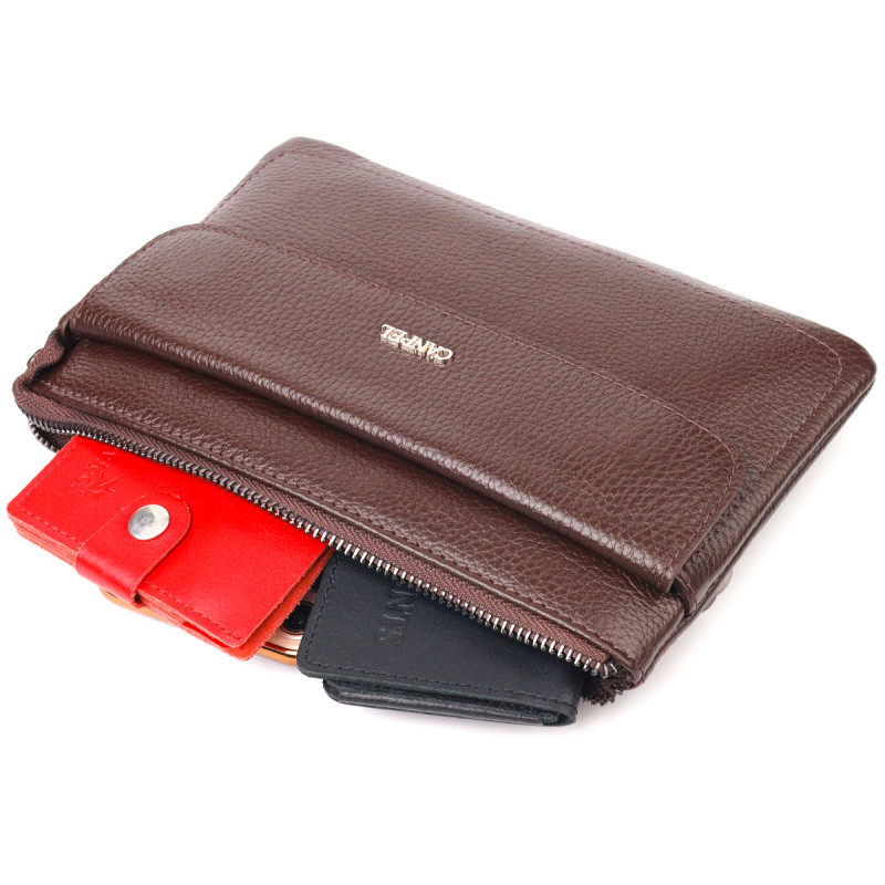 Стильний клатч для чоловіків з натуральної шкіри CANPELLINI Коричневий