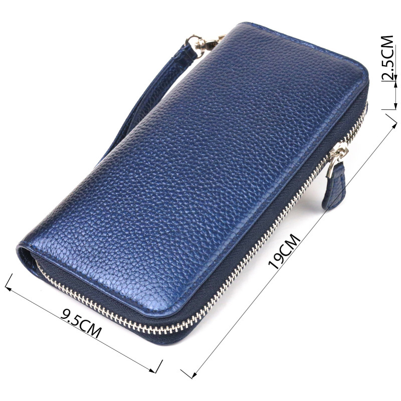 Превосходный кошелек с отливом для женщин из натуральной кожи флотар CANPELLINI Синий