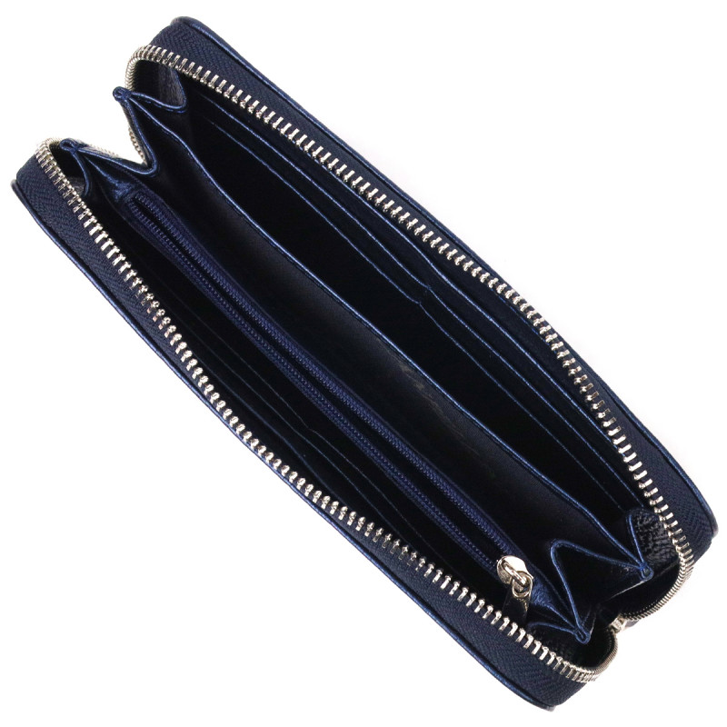 Превосходный кошелек с отливом для женщин из натуральной кожи флотар CANPELLINI Синий