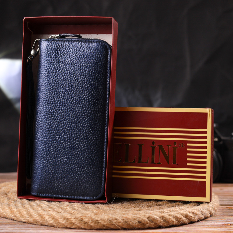 Превосходный кошелек с отливом для женщин из натуральной кожи флотар CANPELLINI Синий