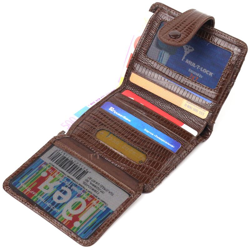 Фактурный кошелек для мужчин из натуральной кожи CANPELLINI Коричневый