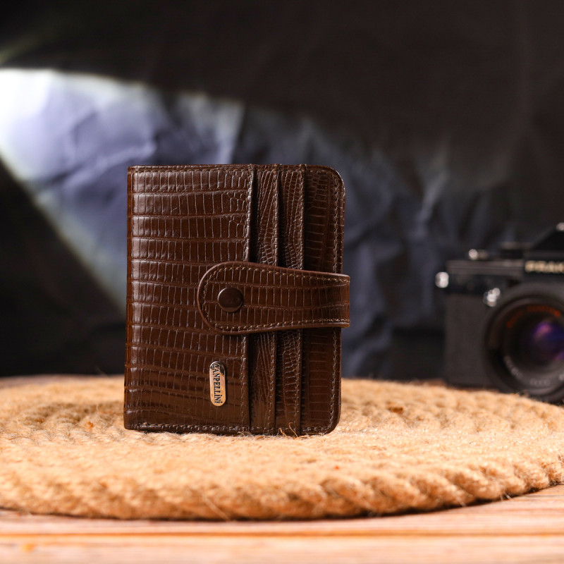 Фактурный кошелек для мужчин из натуральной кожи CANPELLINI Коричневый