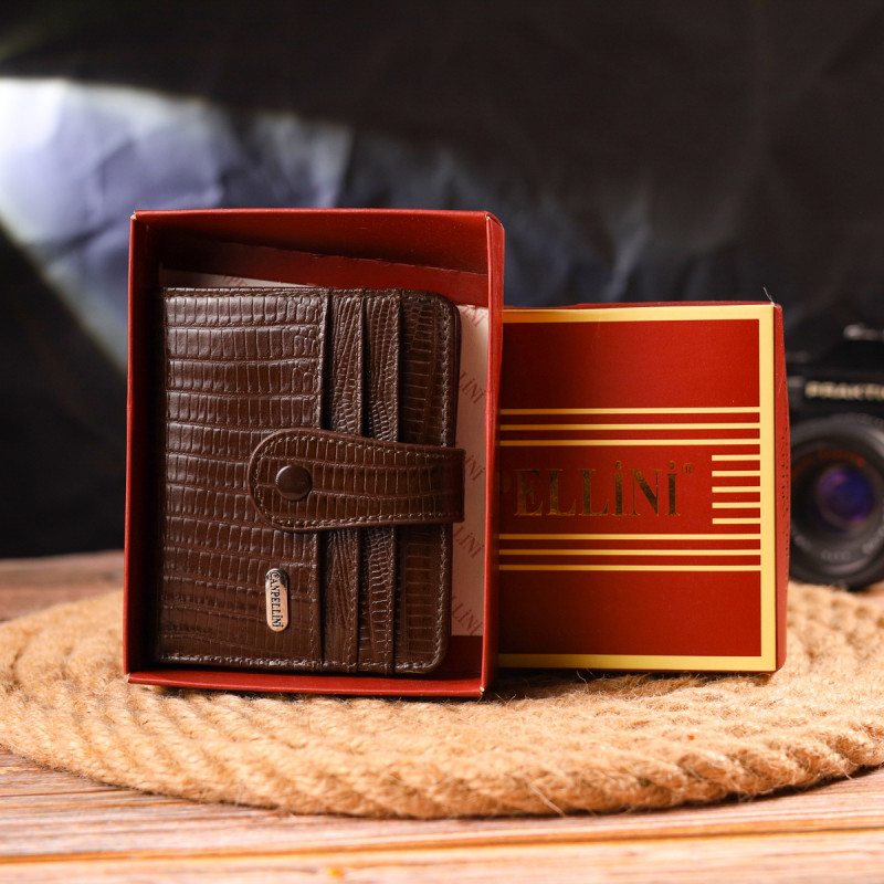 Фактурный кошелек для мужчин из натуральной кожи CANPELLINI Коричневый