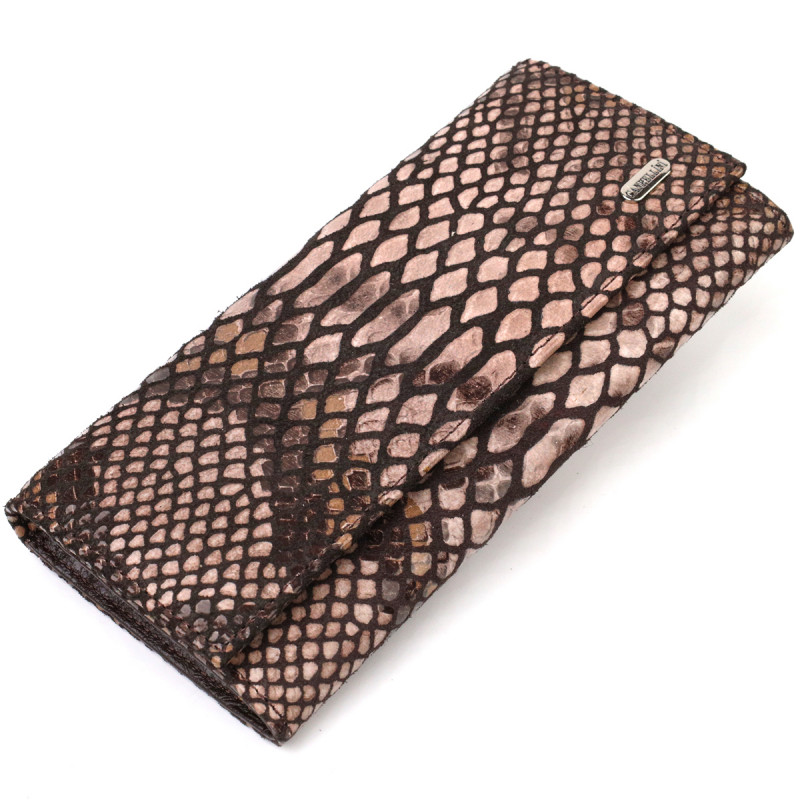 Ультрастильний жіночий гаманець із фактурної натуральної шкіри з тисненням під змію CANPELLINI