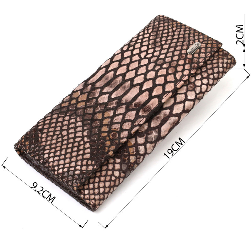 Ультрастильний жіночий гаманець із фактурної натуральної шкіри з тисненням під змію CANPELLINI