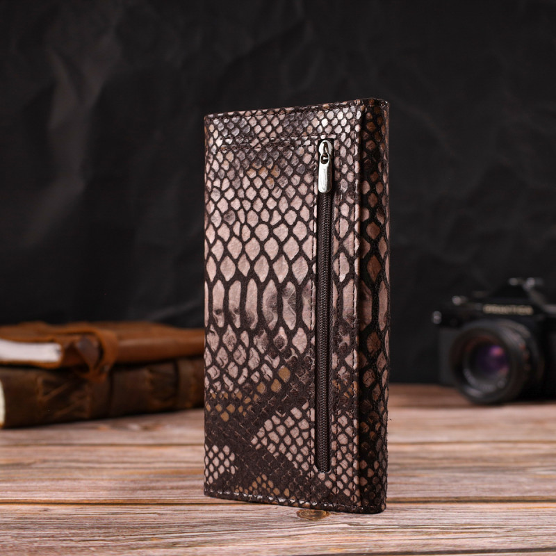 Ультрастильний жіночий гаманець із фактурної натуральної шкіри з тисненням під змію CANPELLINI