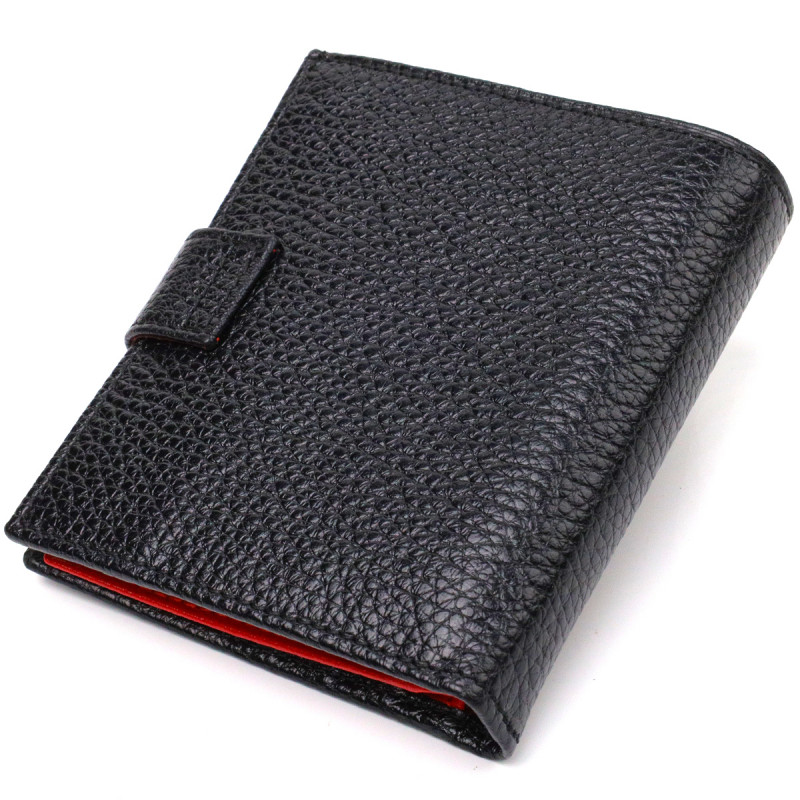 Стильный мужской бумажник в комбинации двух цветов из натуральной зернистой кожи CANPELLINI Черный