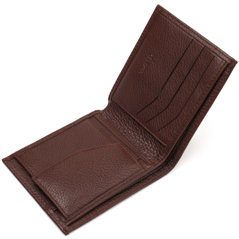 Превосходное мужское портмоне из натуральной зернистой кожи CANPELLINI Коричневое