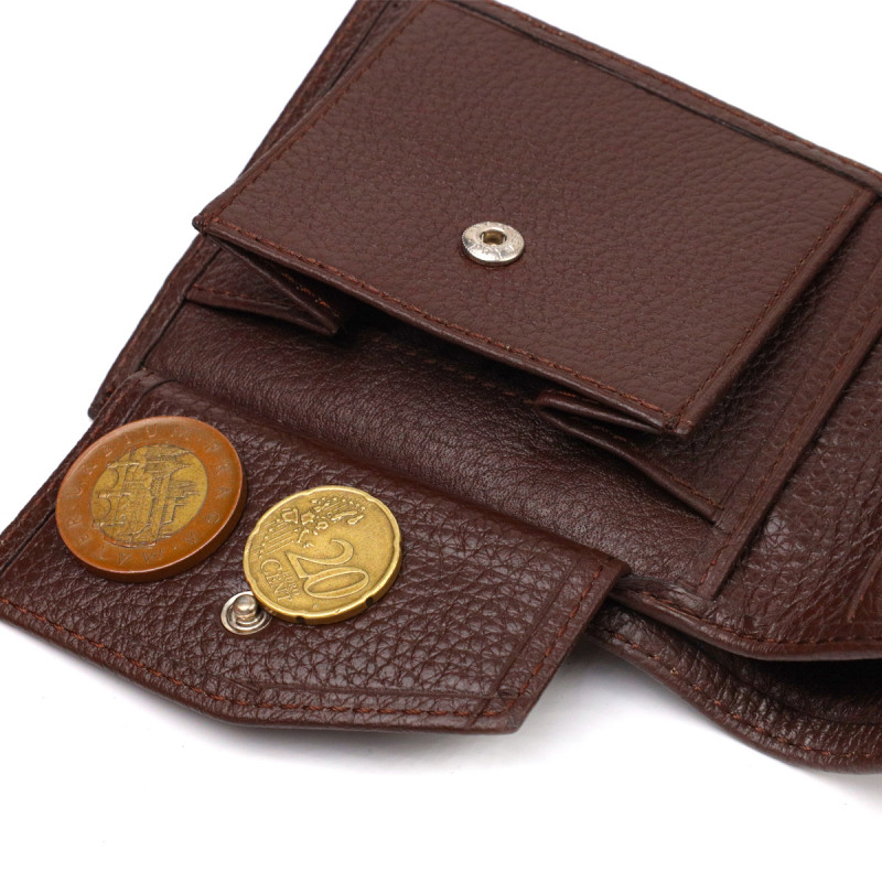 Превосходное мужское портмоне из натуральной зернистой кожи CANPELLINI Коричневое