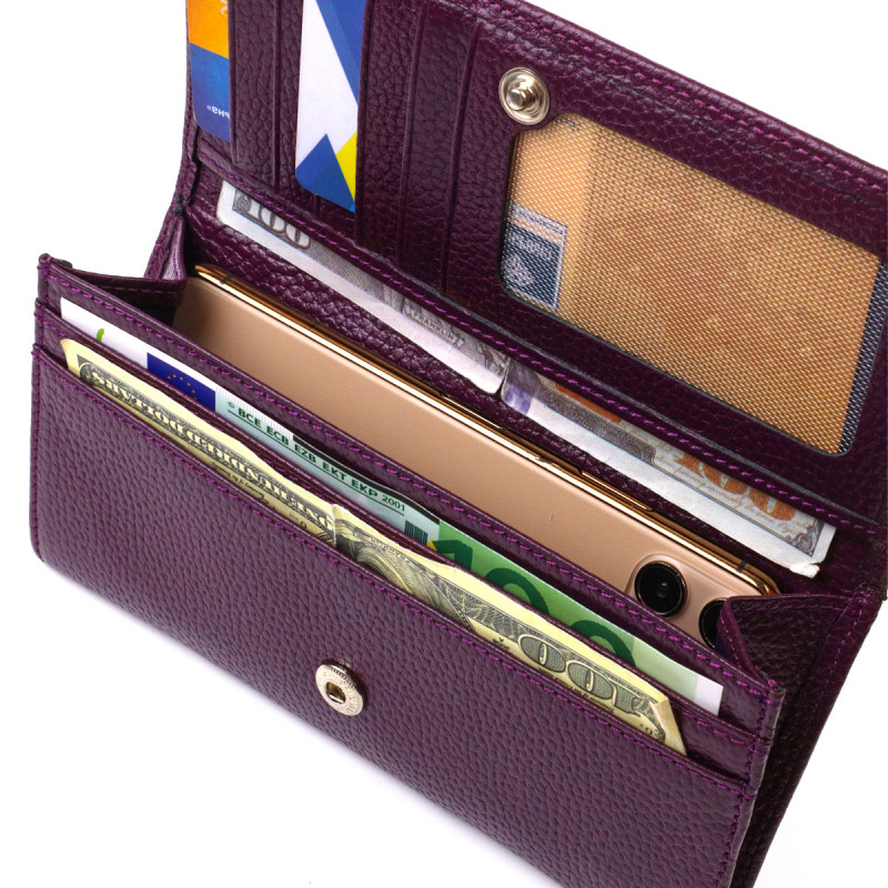 Привлекательный женский кошелек из натуральной кожи CANPELLINI Сиреневый