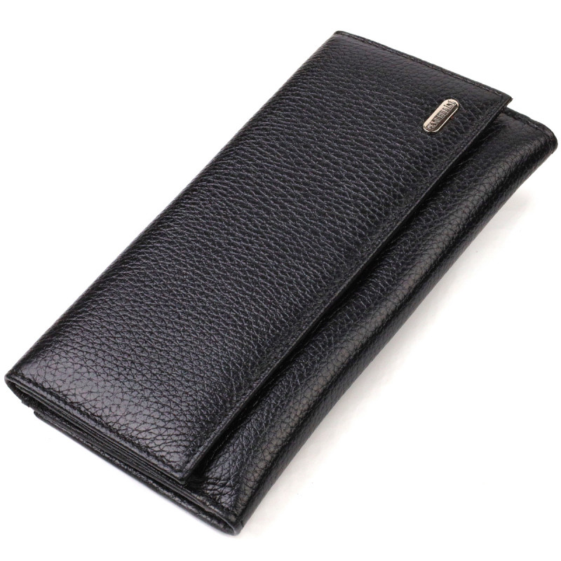 Уникальное портмоне унисекс из натуральной мелкозернистой кожи CANPELLINI Черное