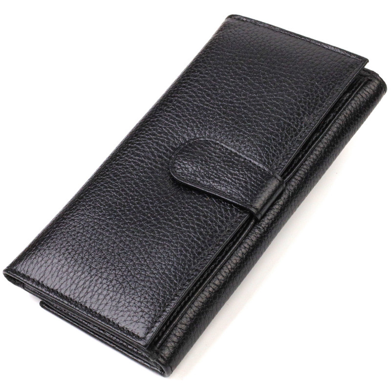 Уникальное портмоне унисекс из натуральной мелкозернистой кожи CANPELLINI Черное