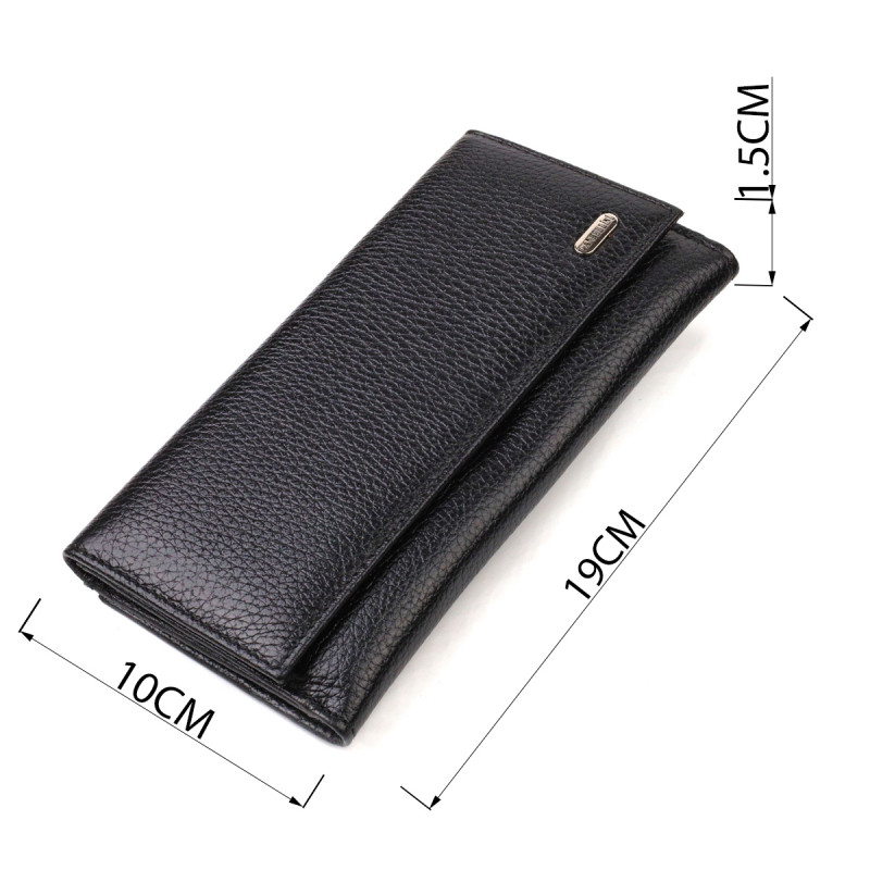 Уникальное портмоне унисекс из натуральной мелкозернистой кожи CANPELLINI Черное