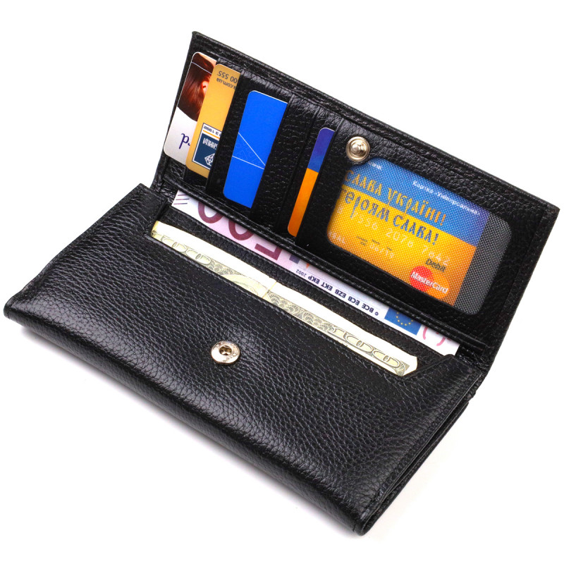 Уникальное портмоне унисекс из натуральной мелкозернистой кожи CANPELLINI Черное